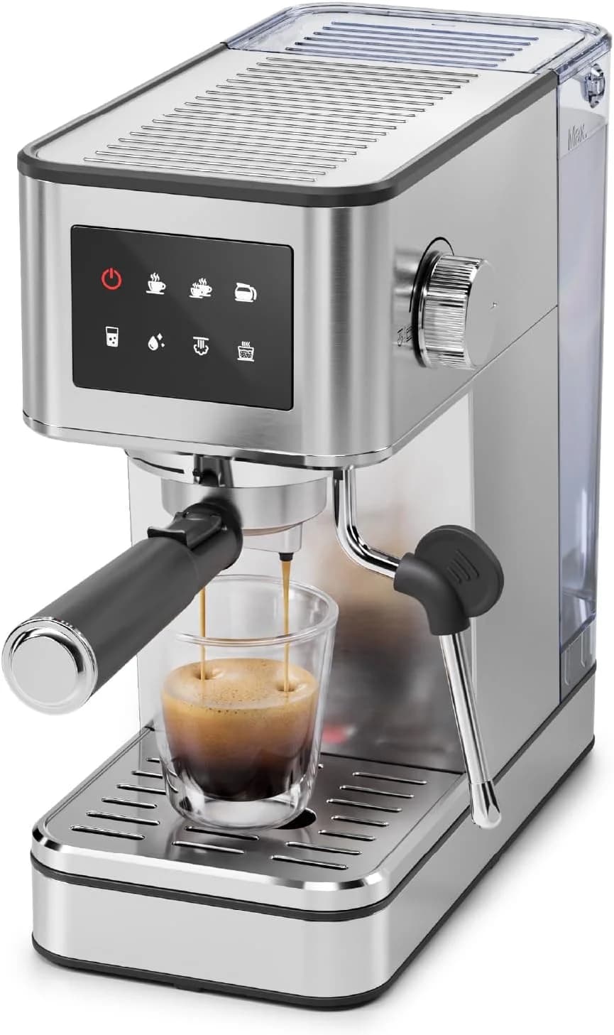 Compact Espresso Machine with Steam Wand, PID + NTC Dual Control